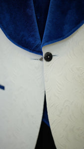 Bojoni Paruri Blue Slim Fit Velvet Shawl Lapel Wool Tuxedo