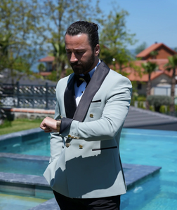 Bojoni Gatsby Double Breasted Shawl Collar Mint Tuxedo