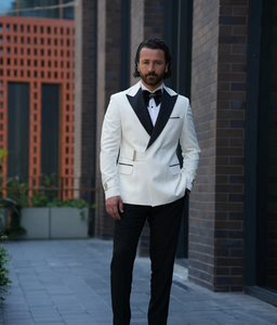 Bojoni Gatsby Double Breasted Slim Fit Italian White Tuxedo