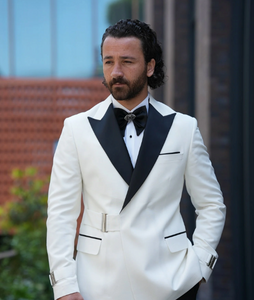 Bojoni Gatsby Double Breasted Slim Fit Italian White Tuxedo