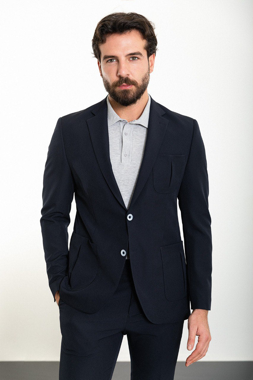 Bojoni Trivento Navy Blue 2 Pieces Slim Fit Suit