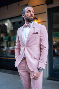 Bojoni Bath Slim Fit Pink Suit