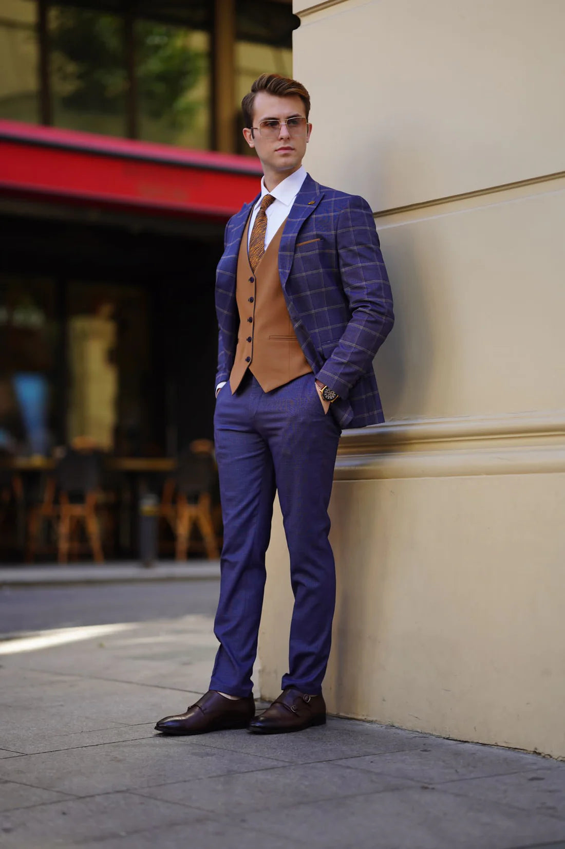 Bojoni Benevento Navy Blue Slim Fit   Suit