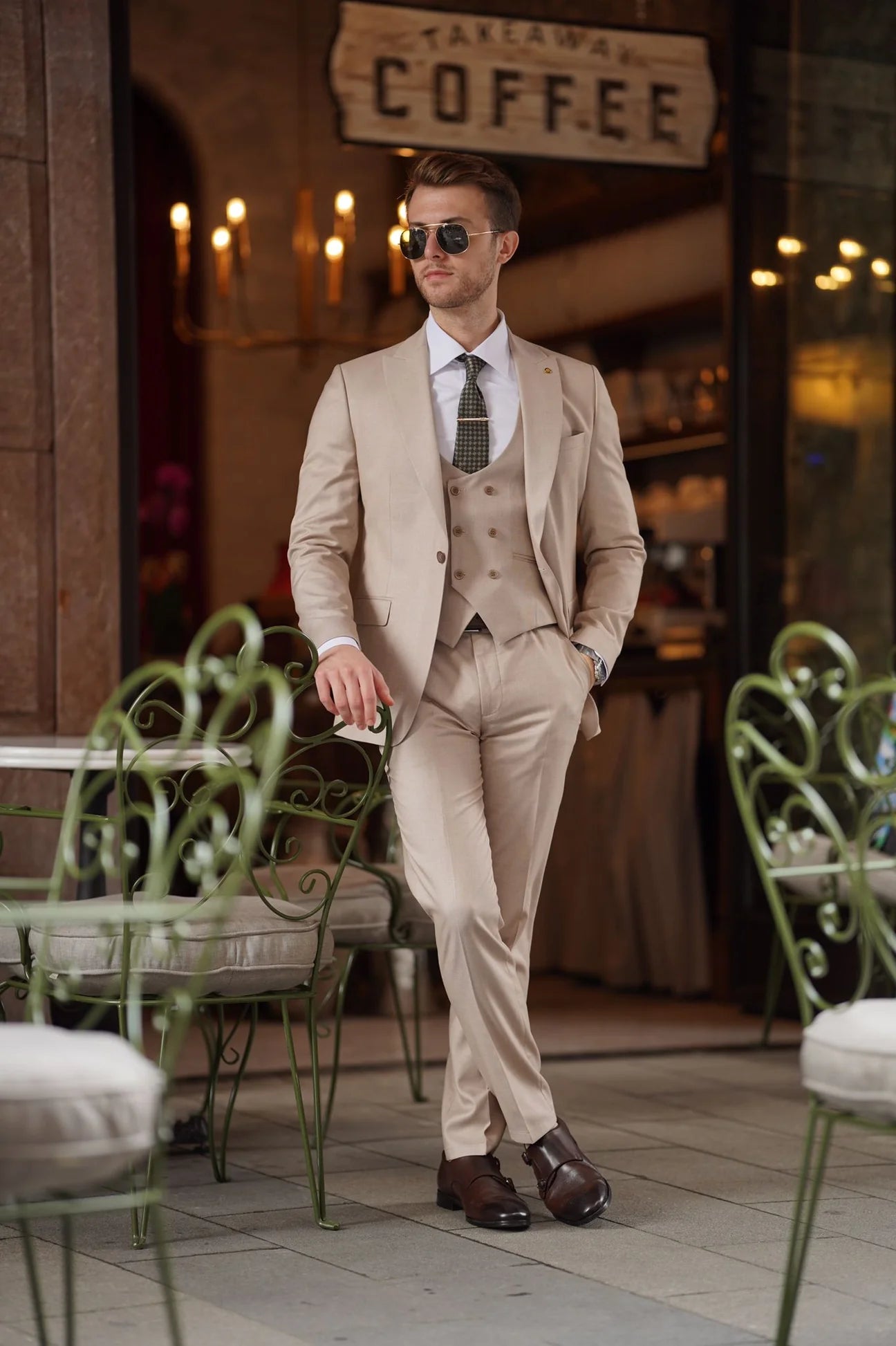 Bojoni Ravenna Slim Fit Cream Wool Suit