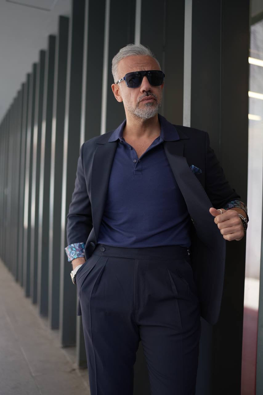 Bojoni Palermo Navy Blue Slim Fit 2 Piece  Suit