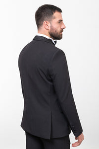 Bojoni Trivento Black Slim Fit Shawl Collar Suit Tuxedo