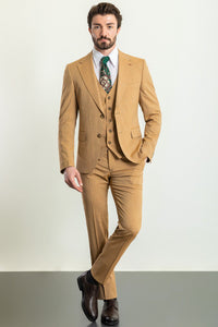 Bojoni Trivento Mustard Patterned Slim Fit Suit