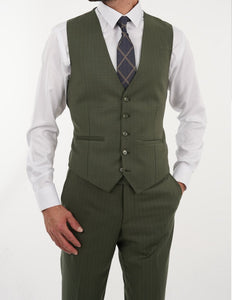 Bojoni Manly Khaki Slim Fit Pinstripe Suit