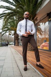 Bojoni Elko Brown Slim Fit Chino Pants