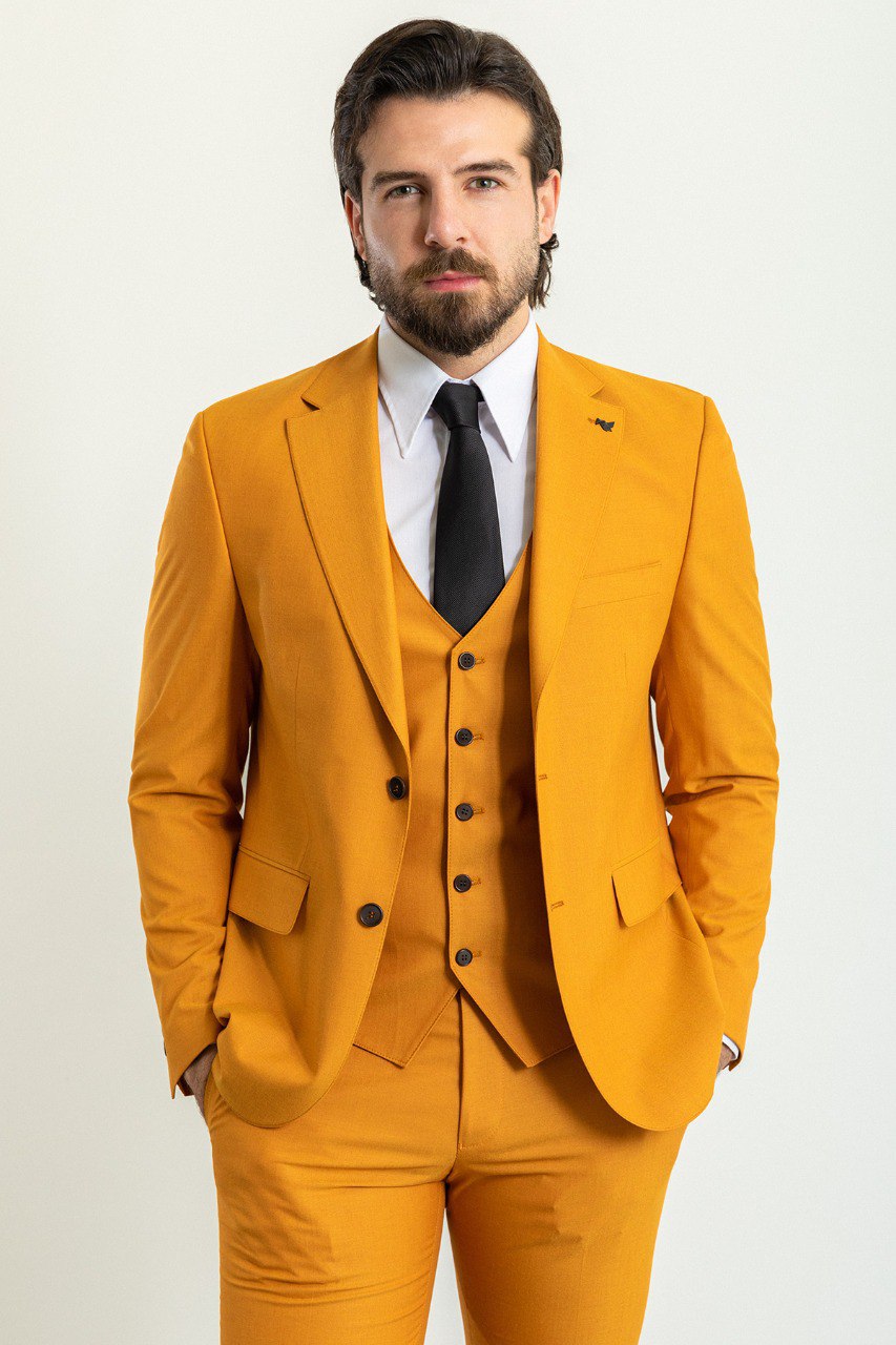 Bojoni Trivento Mustard Slim Fit Suit