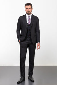 Bojoni Trivento Black Buttons Classic  Slim Fit Suit