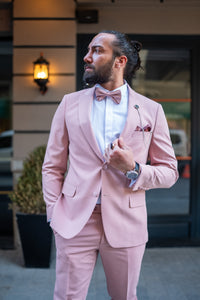 Bojoni Bath Slim Fit Pink Suit