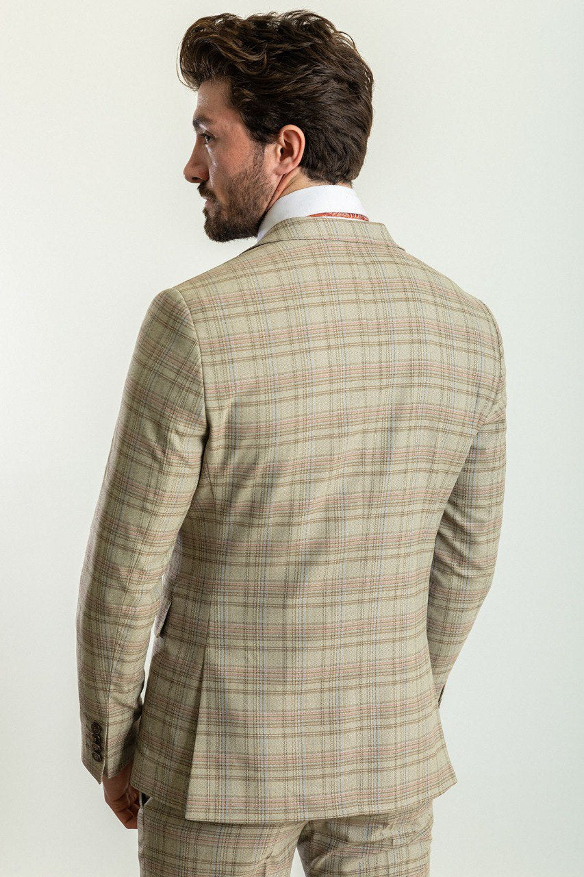 Bojoni Trivento Camel Plaid Patterned Slim Fit Suit