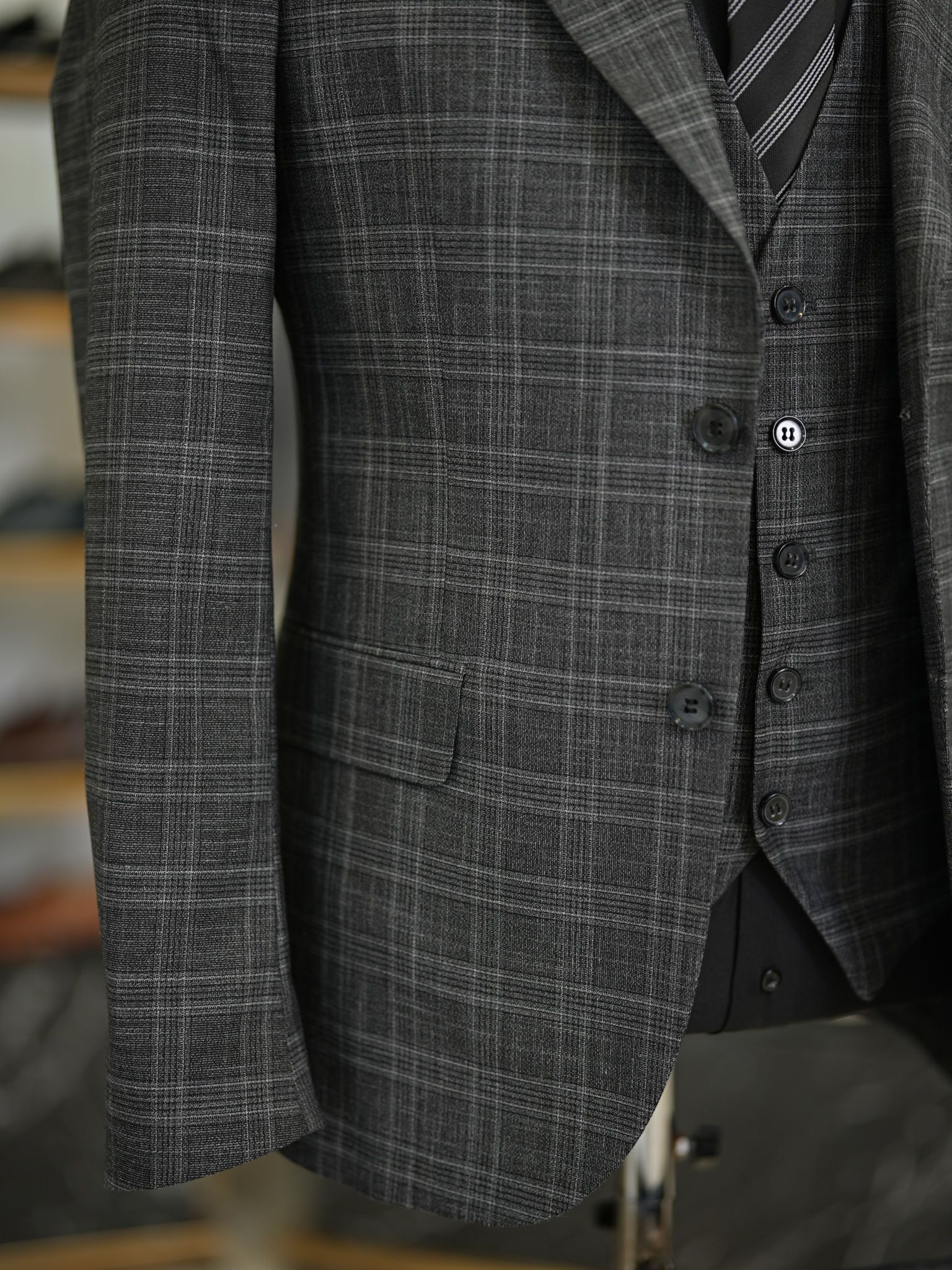 Bojoni Maison Gray Slim Fit Plaid Suit