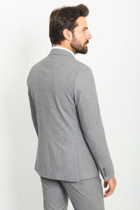 Bojoni Trivento Gray Double Breasted Striped Slim Fit Suit