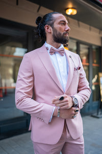 Bojoni Bath Slim Fit Pink Suit