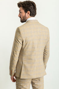 Bojoni Trivento Camel Plaid  Slim Fit Suit