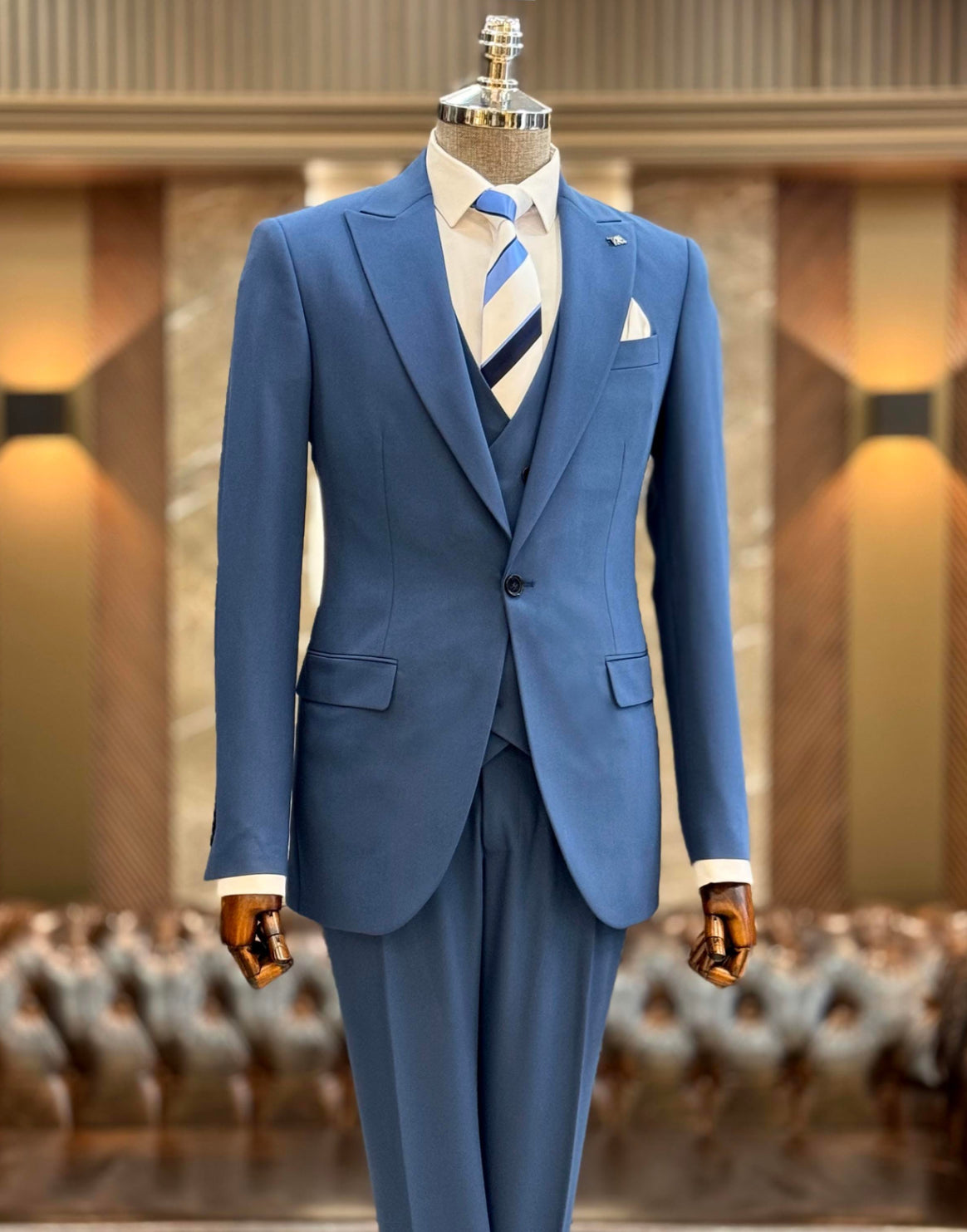 Bojoni Oxford Light Blue Slim Fit Suit