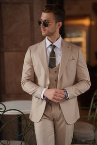 Bojoni Ravenna Slim Fit Cream Wool Suit