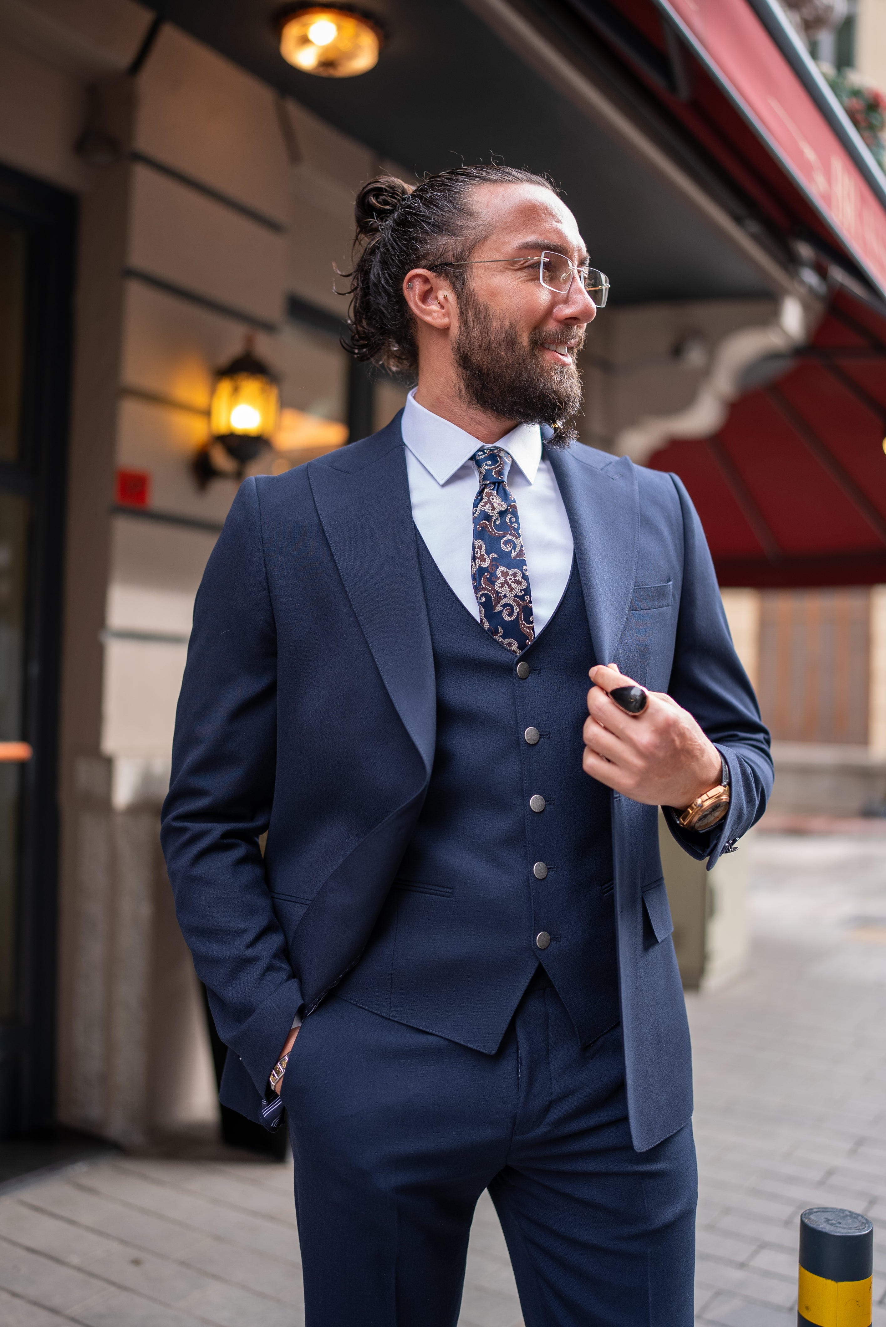 Bojoni Doral Slim Fit Classic Navy Blue Suit