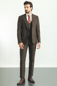 Bojoni Trivento Brown Checked Slim Fit Suit