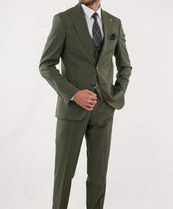 Bojoni Manly Khaki Slim Fit Pinstripe Suit