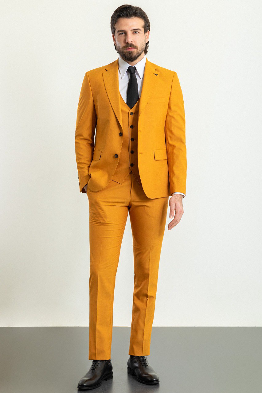 Bojoni Trivento Mustard Slim Fit Suit