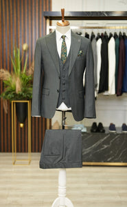 Bojoni Manly Gray Slim Fit Pinstripe Suit