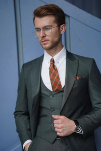 Bojoni Ravenna Slim Fit Green Wool Suit