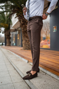 Bojoni Elko Brown Slim Fit Chino Pants