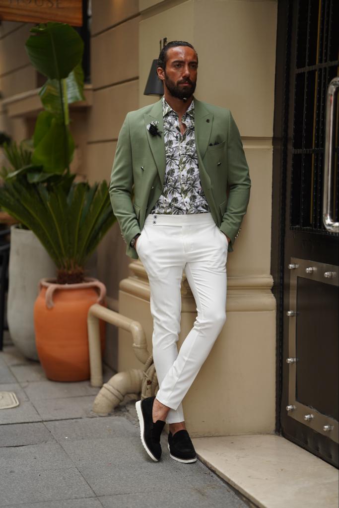Bojoni Serra Green Slim Fit Combination Suit