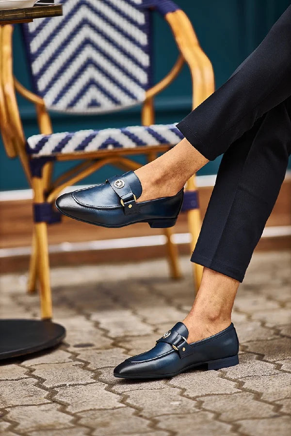 Bojoni Bravo Navy Blue Penny Loafers