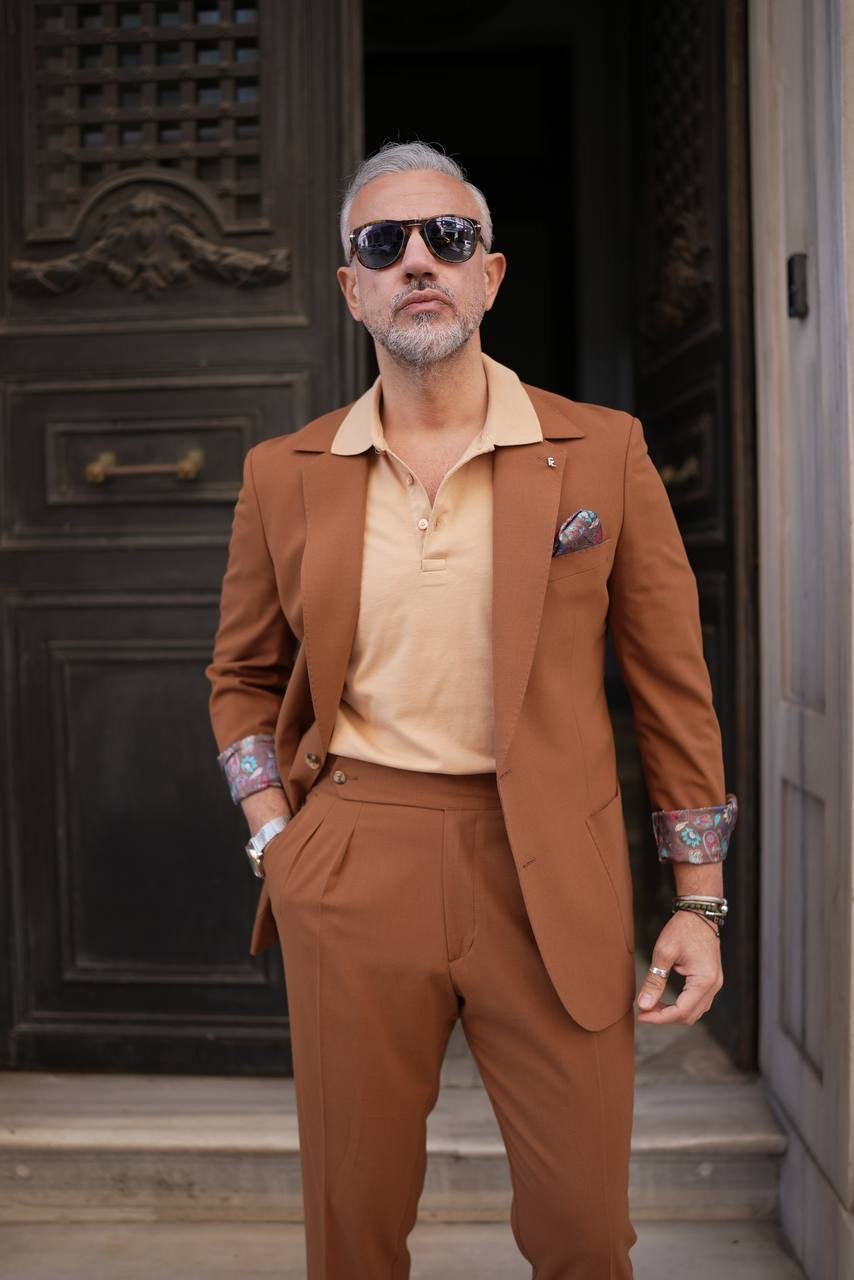 Bojoni Palermo Camel Slim Fit 2 Piece  Suit