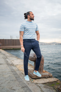 Bojoni Bath Navy Blue Slim Fit Chino Pants