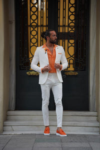 Bojoni Serra White Slim Fit Combination Suit