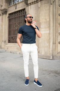 Bojoni Doral White Slim Fit Pants