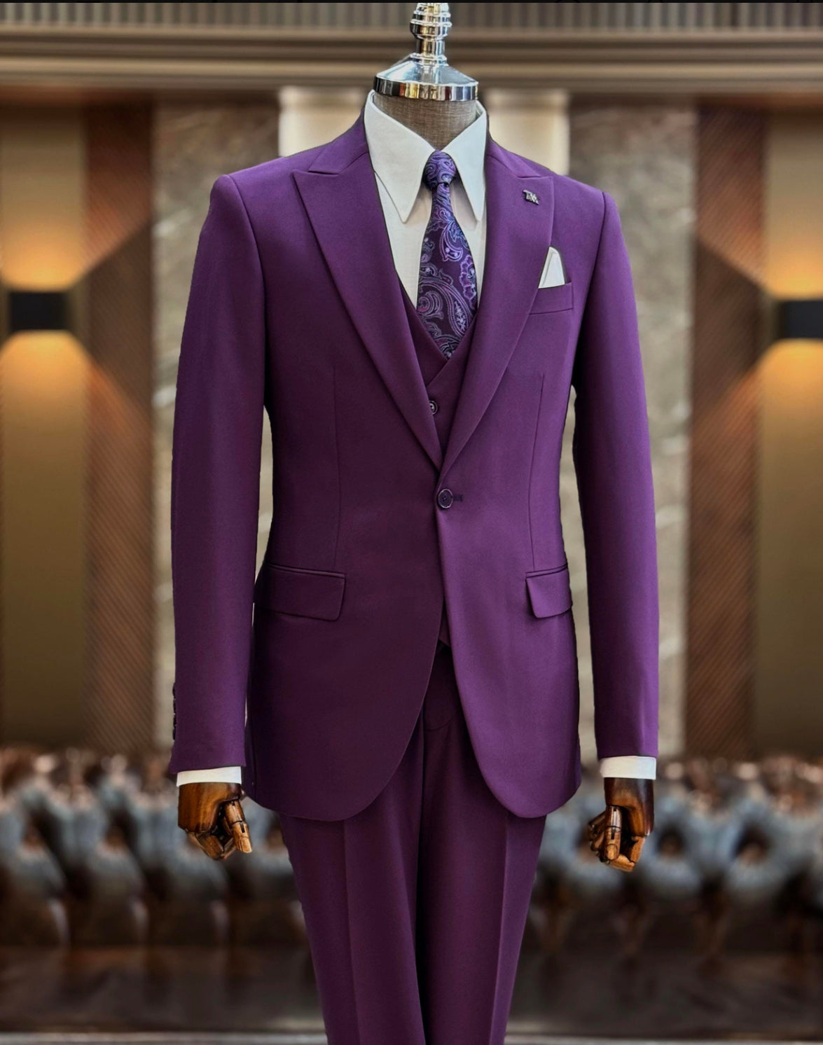 Bojoni Oxford Purple Slim Fit Suit