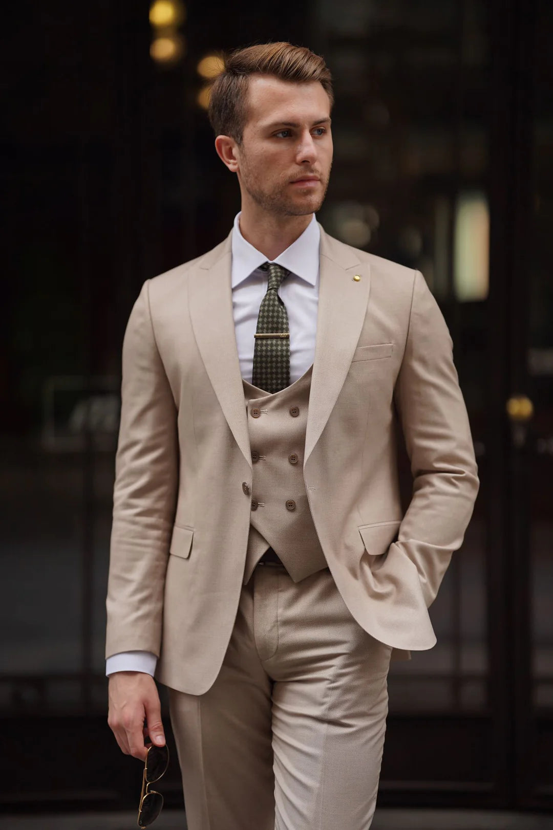 Bojoni Ravenna Slim Fit Cream Wool Suit