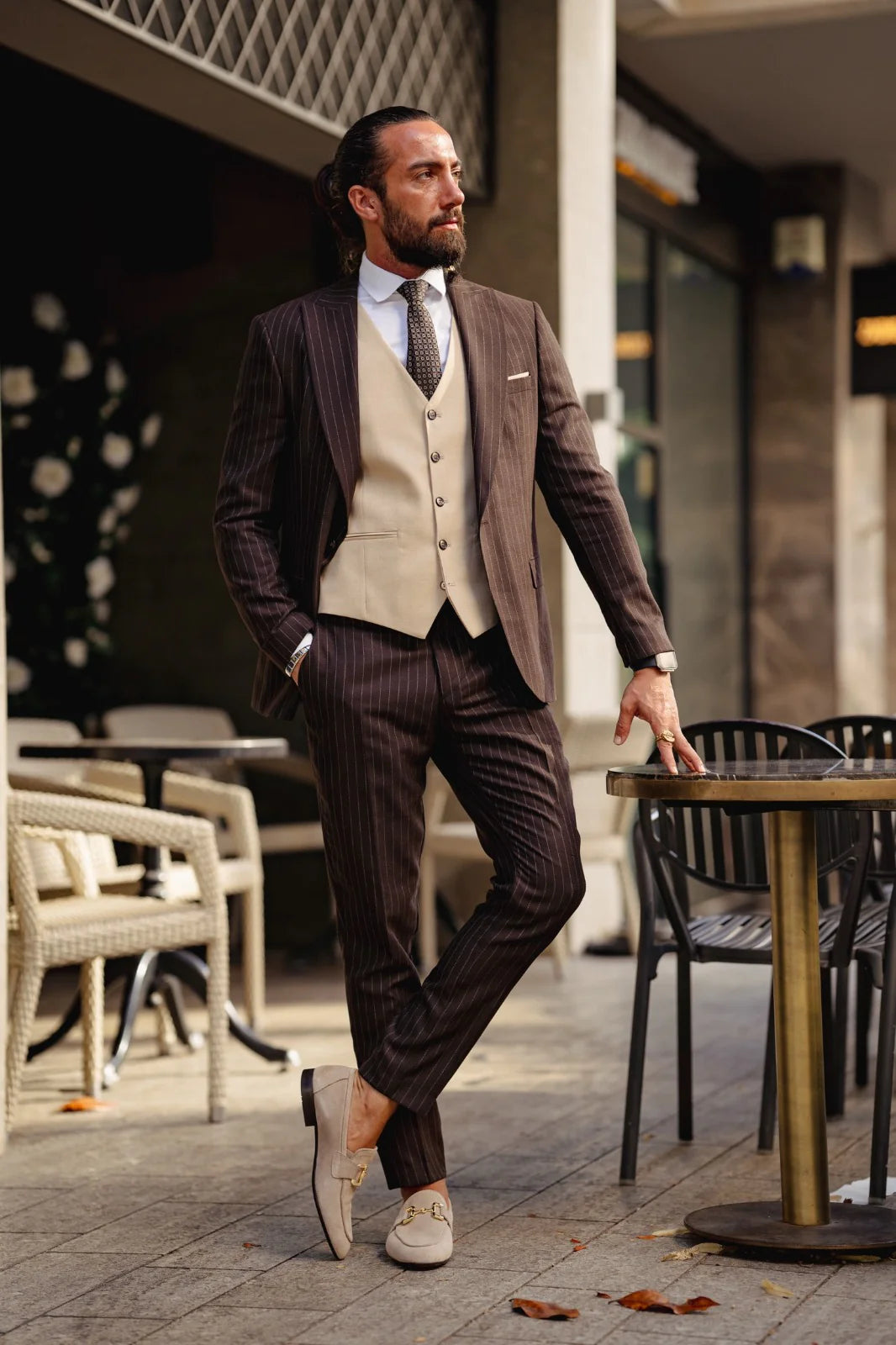 Bojoni Benevento Brown Slim Fit   Suit