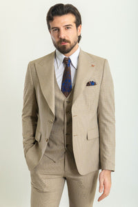 Bojoni Trivento Beige Slim Fit Suit