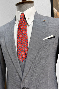 Bojoni Ravenna Slim Fit High Quality Grey & Navy Woolen Suit