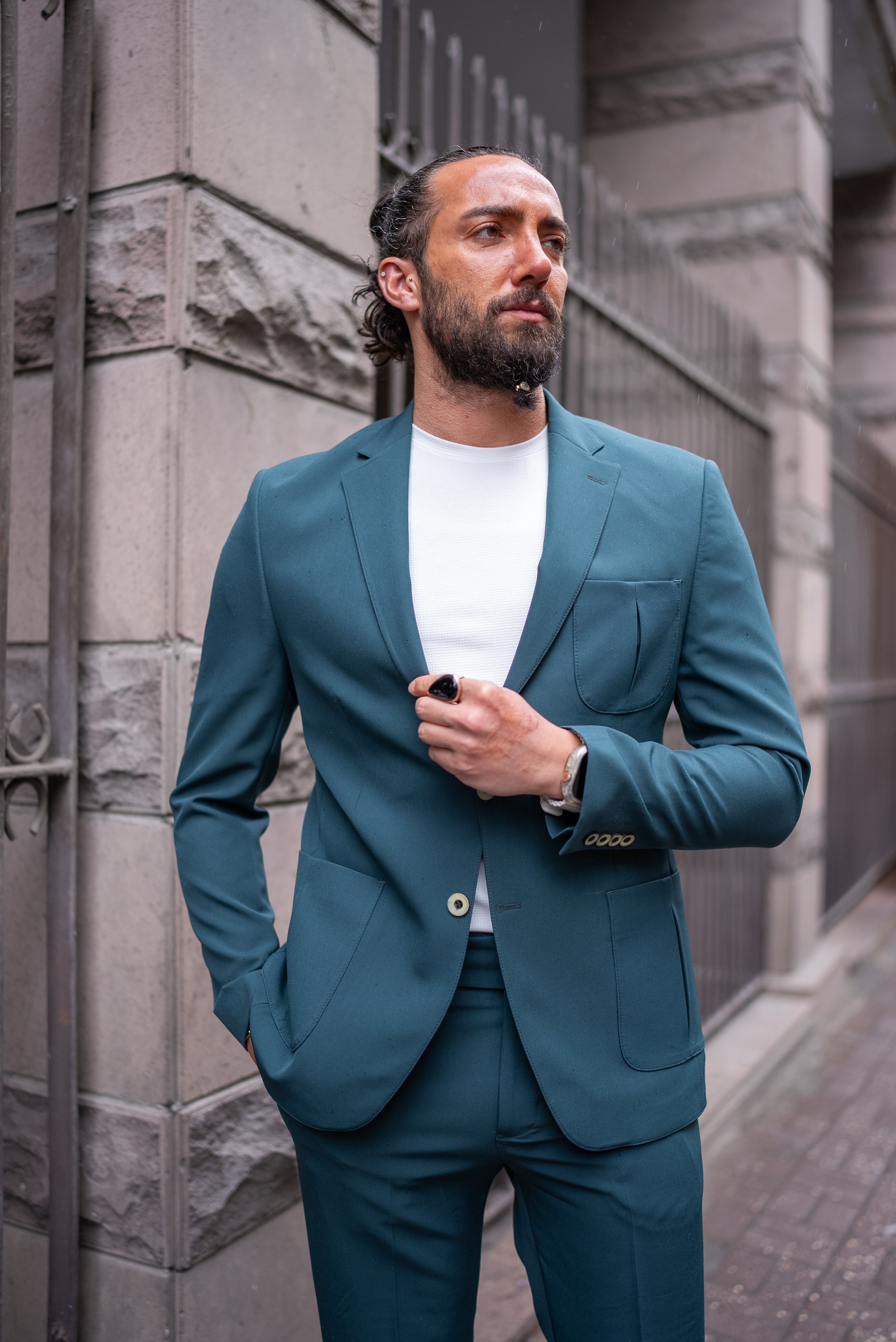 Bojoni Austin  Emerald Slim Fit 2 Piece Notch Lapel Suit