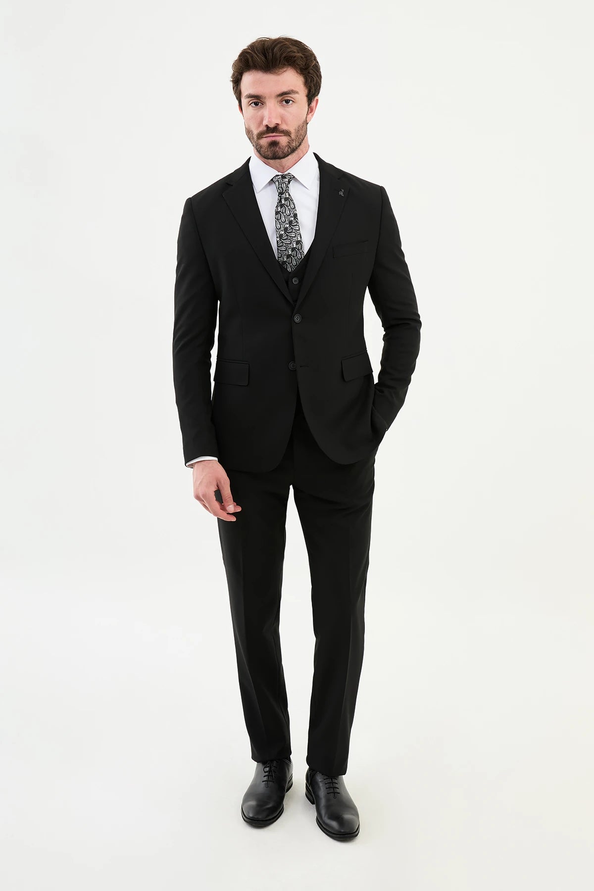 Bojoni Capena Black  Slim Fit Suit