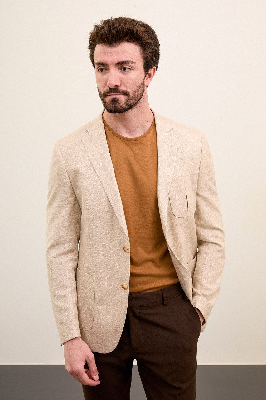 Bojoni Torretta Slim Fit Beige Blazer