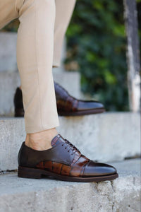 Bojoni Uluwatu  Special Design Brown Patent Leather Classic Shoes