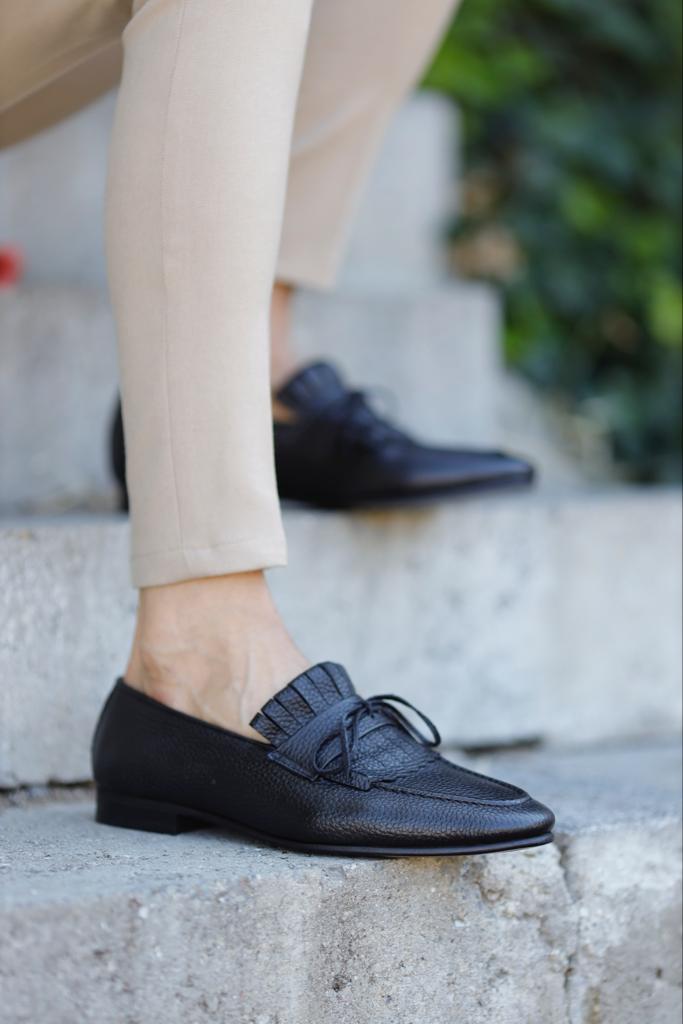 Bojoni Uluwatu Double Buckle Black Detailed Loafer