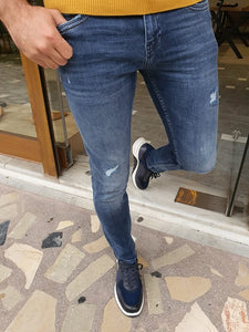 Frezo Blue Slim Fit Distress Jeans-baagr.myshopify.com-Pants-BOJONI