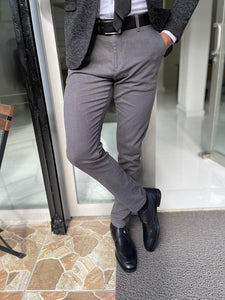 Bastoni Gray Slim Fit Cotton Lycra Pants-baagr.myshopify.com-Pants-BOJONI