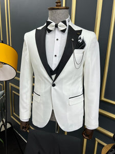 Bojoni Veneta White Slim Fit Peak Lapel Tuxedo