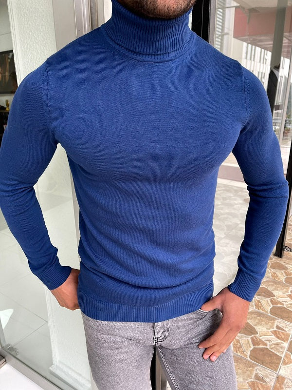 Casani Blue Slim Fit Turtleneck Sweater-baagr.myshopify.com-sweatshirts-BOJONI